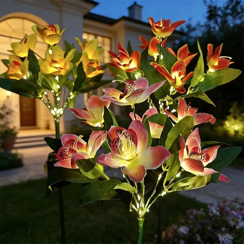 Landscape Spike Light - Orchideen-Boden-LED-Leuchte Künstliche Blumenlampe für Feiertage, Garten,