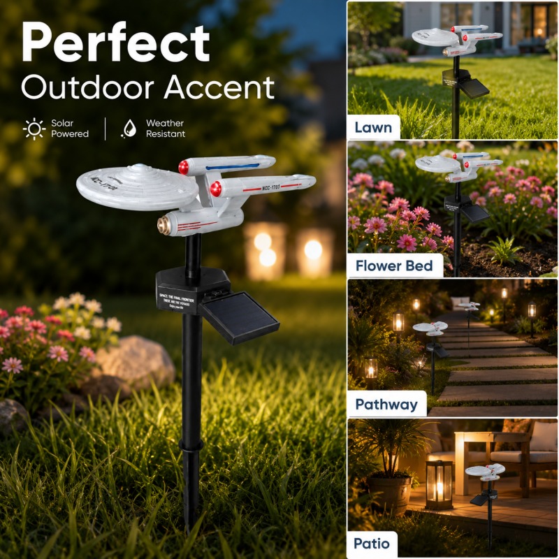 Landscape Spike Light - Star Trek USS Enterprise Solar-Gartenleuchte mit