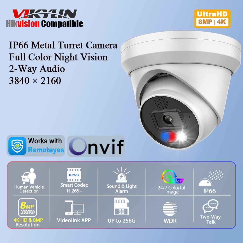 Outdoor Lighting Options - Vikylin 4K 8MP Alarm-Farb-IP-Kamera, 2-Wege-Audio, Erkennung