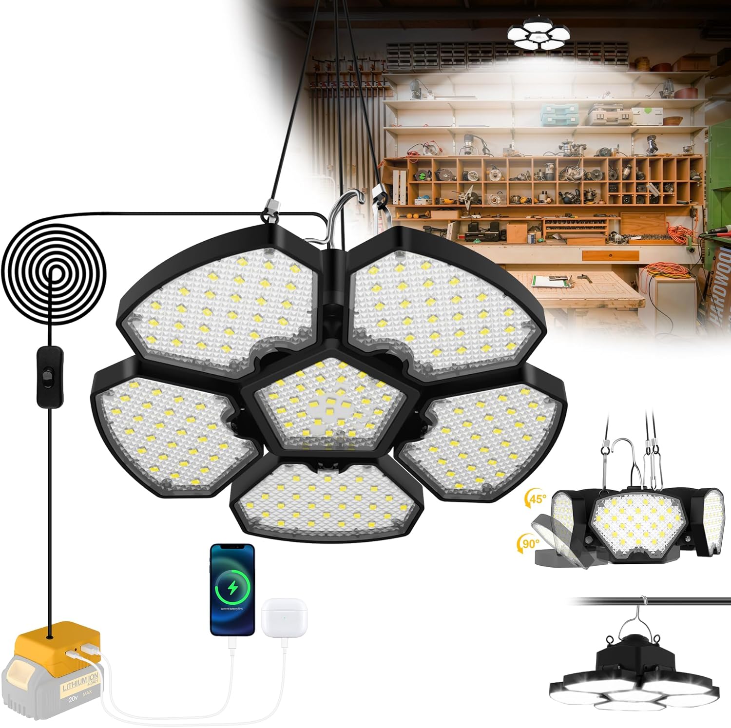 Outdoor Lighting Jobs - Batteriebetriebene LED-Arbeitsleuchte für den Außenbereich, kompatibel