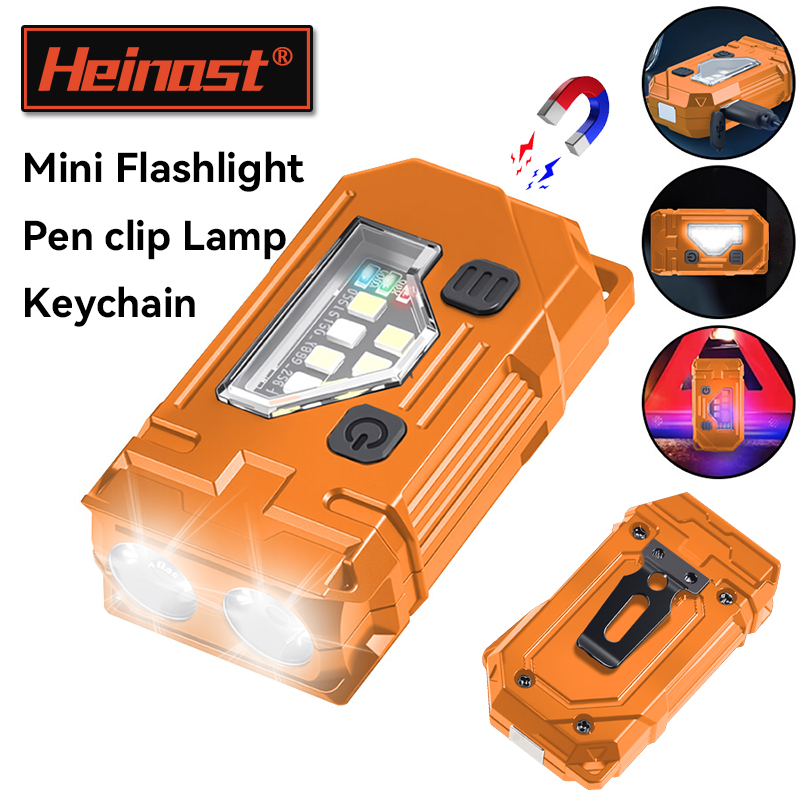 Outdoor Lighting House - Mini-Schlüsselanhänger, EDC-Taschenlampe, wiederaufladbar, magnetische Taschenlampe, superhelle