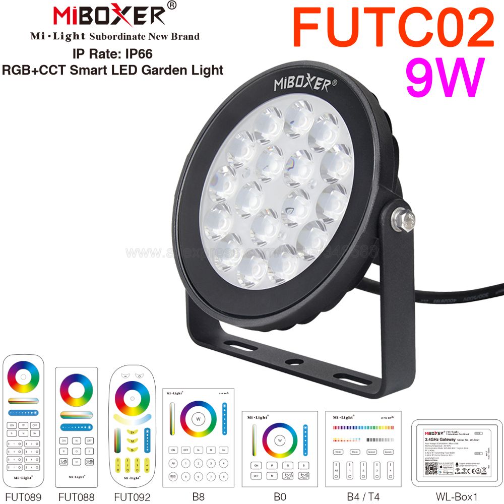 Outdoor Lighting Zigbee - MiBoxer 9W RGB+CCT LED Gartenleuchte FUTC02