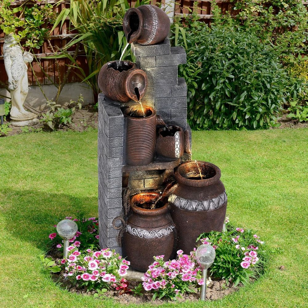 Outdoor Lighting Deck - 6-stufiger Gartenbrunnen aus Kunstharz für den