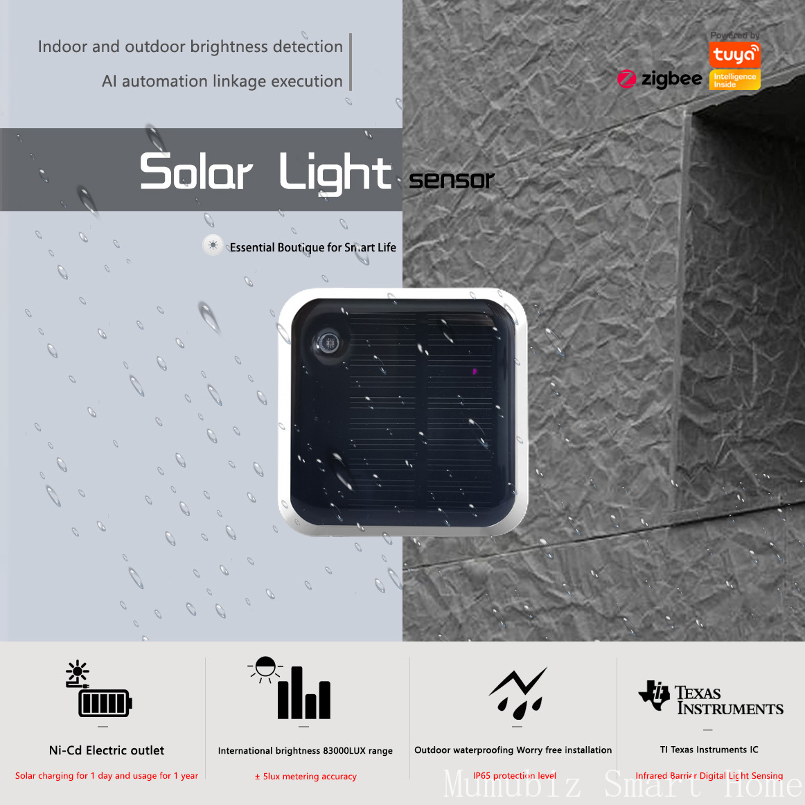 Outdoor Lighting Zigbee - Tuya Zigbee Solarlichtsensor – IP65 wasserdichter