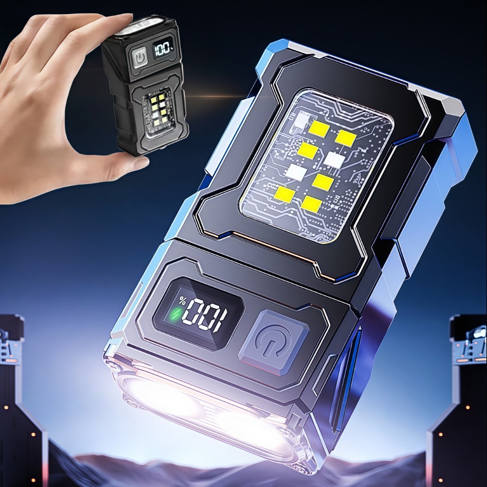 Outdoor Lighting Rechargeable - Wiederaufladbare Mini-LED-Taschenlampe mit Magnetclip, Arbeitsleuchte, Schlüsselanhänger-Licht,