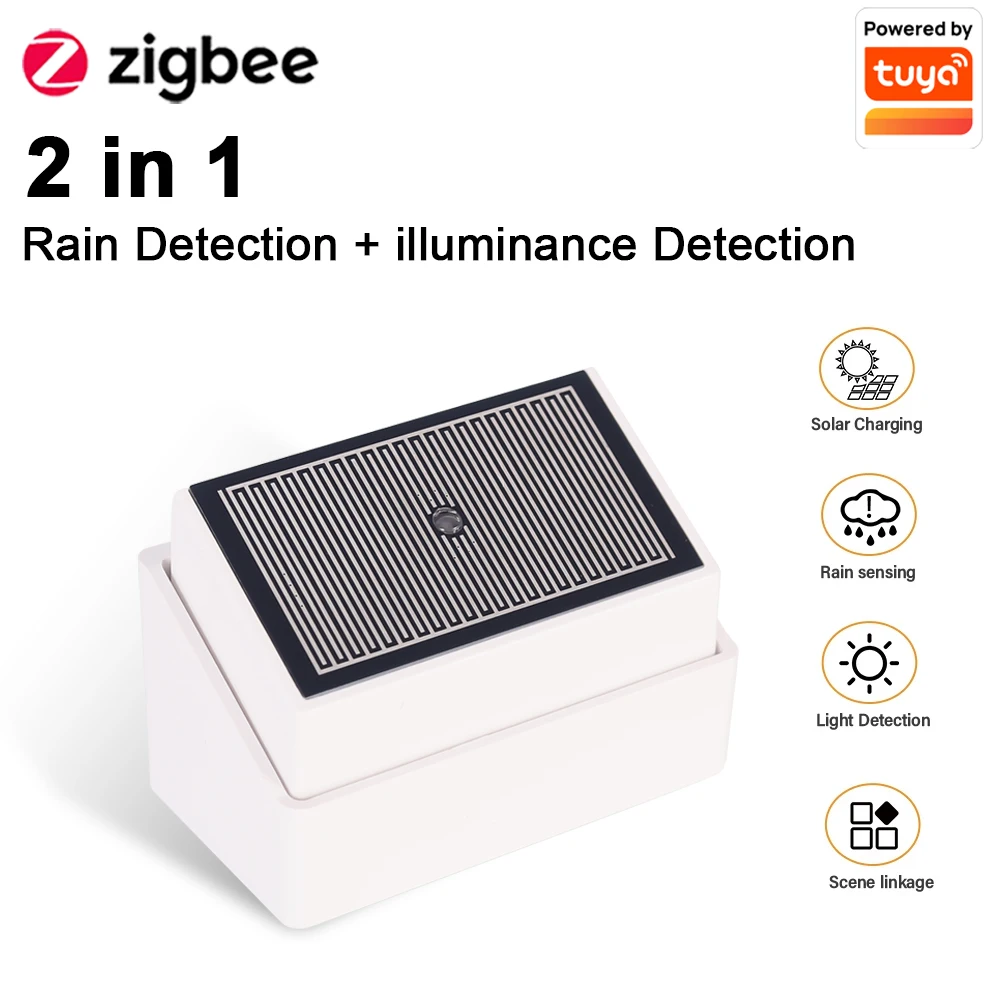 Outdoor Lighting Zigbee - Tuya Zigbee Regentropfen-Erkennungssensor mit Lichtdetektor IPX4