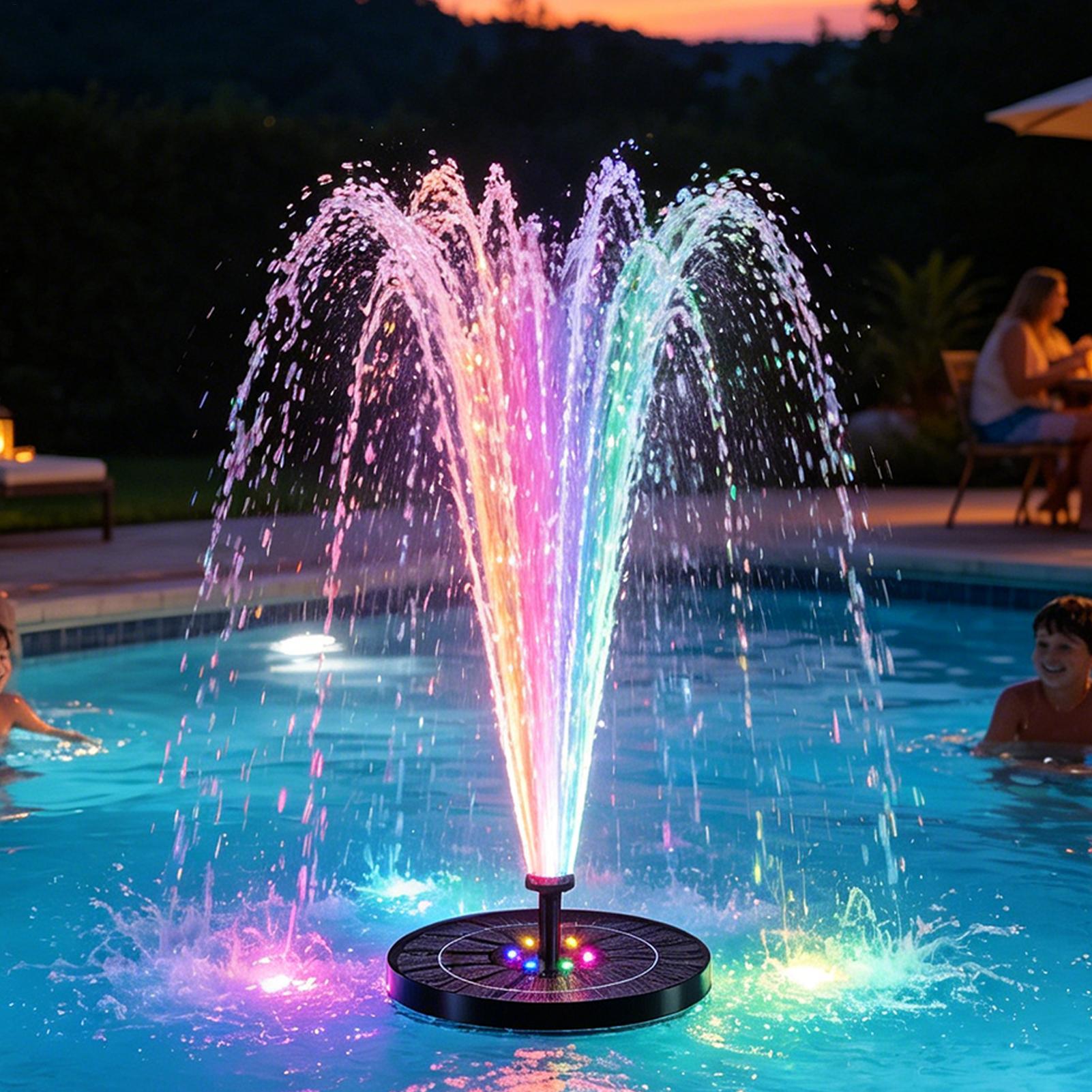Outdoor Lighting Deck - Schwimmender Solar-Vogelbrunnen mit LED-Beleuchtung und Wasserpumpe