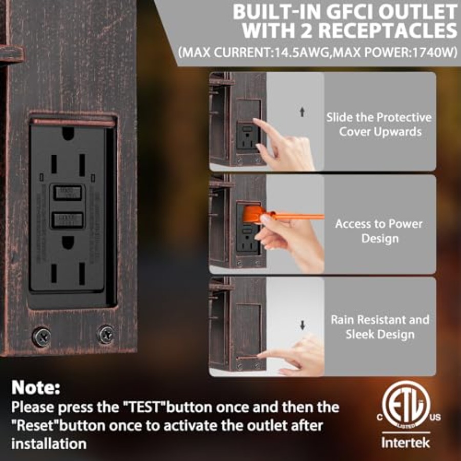 Außenleuchte mit GFCI-Steckdos – Outdoor Lighting Sconce Bewertung und Preis