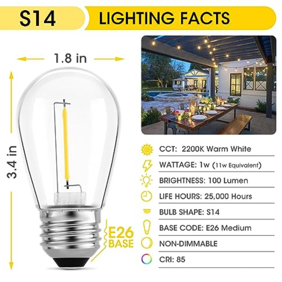 36er-Pack S14 LED-Glühbirnen f – Outdoor Lighting Rechargeable Bewertung und Preis