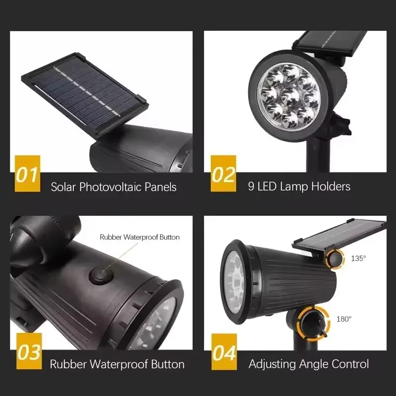 Solar-LED-Strahler, 9 LED-Auße – Outdoor Lighting On Trees Bewertung und Preis